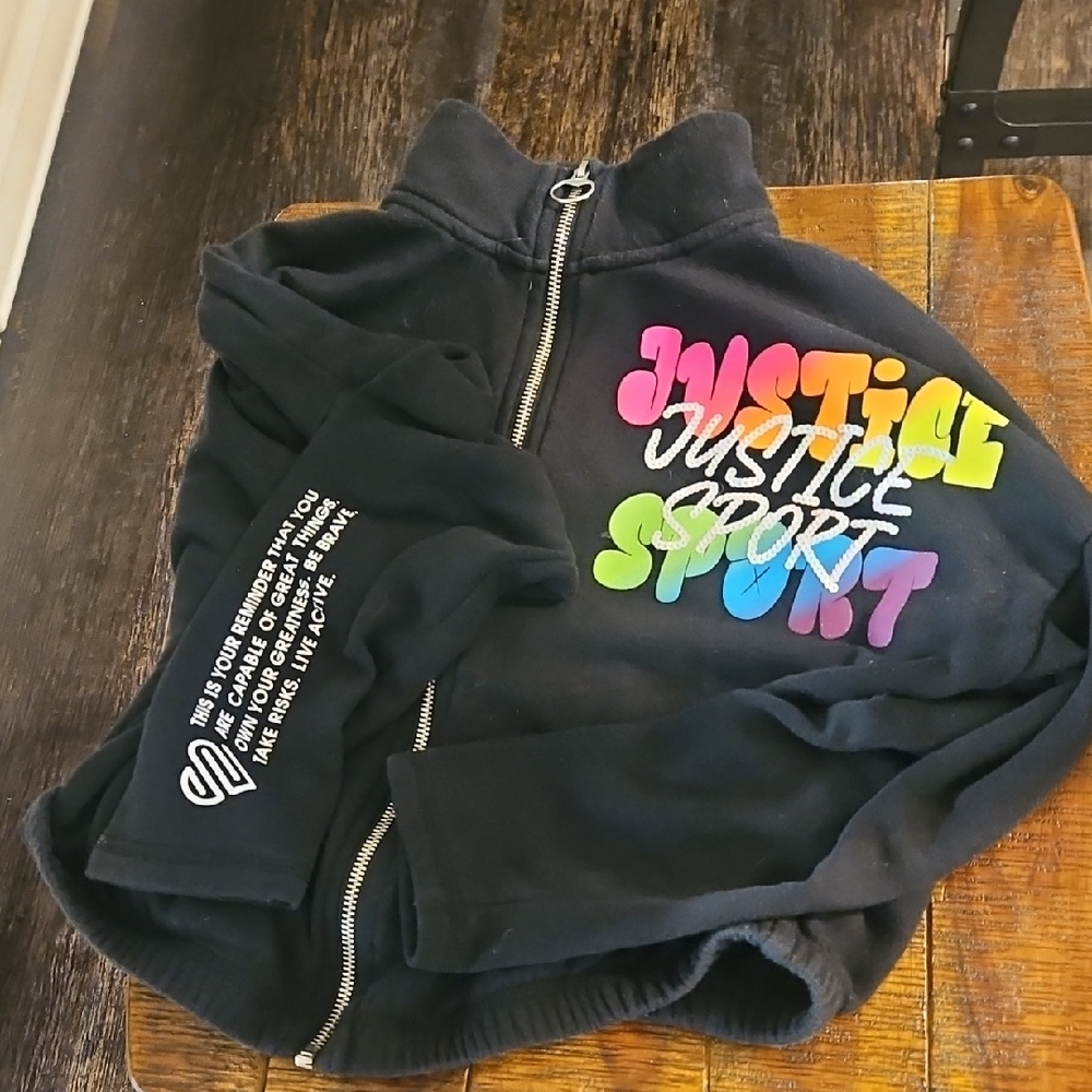 Justice Sport Black Zip-Up Jacket